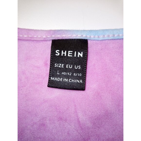Shein Women's Blue Pink Tie Dye Midi Dress Size Large (8/10) - Picture 5 of 6